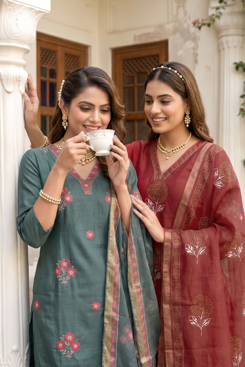 Perk Vol 1 Vertican Silk Festive Kurti Set With Dupatta Collection
