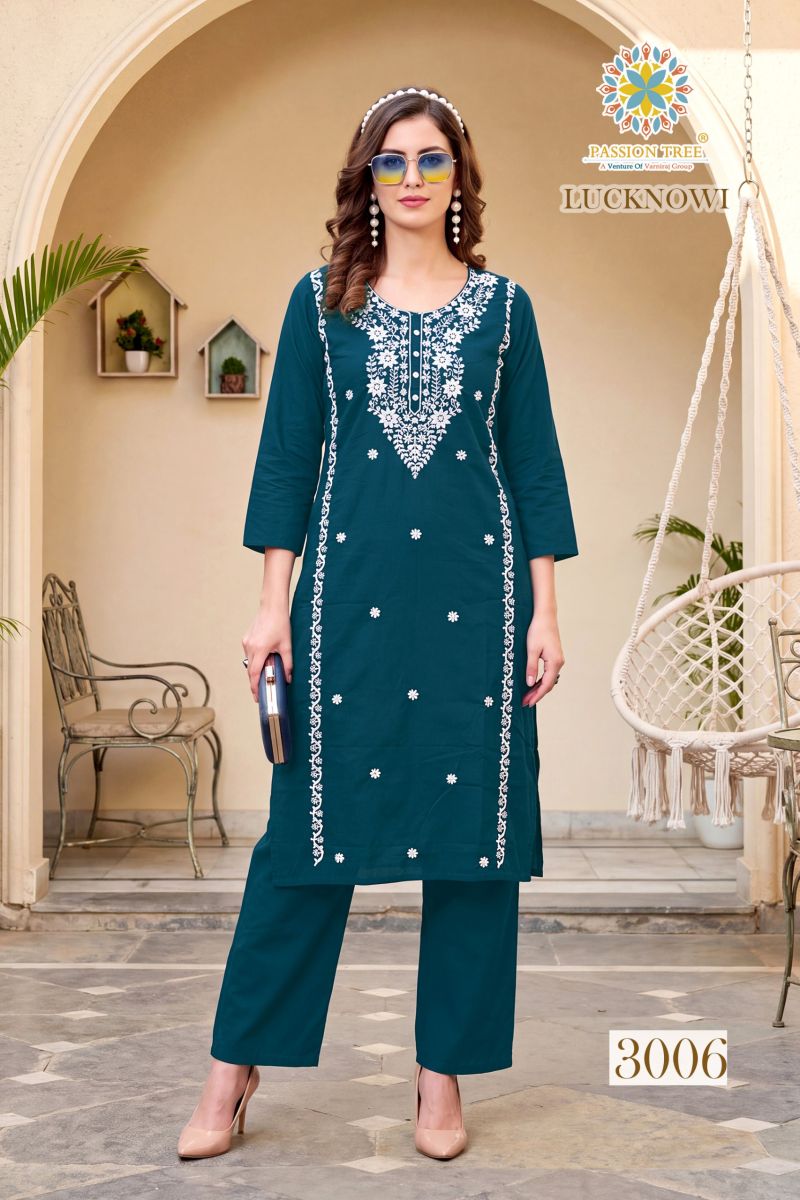 Passion Tree Lucknowi Vol 3 Lucknowi Work Kurti With Bottom