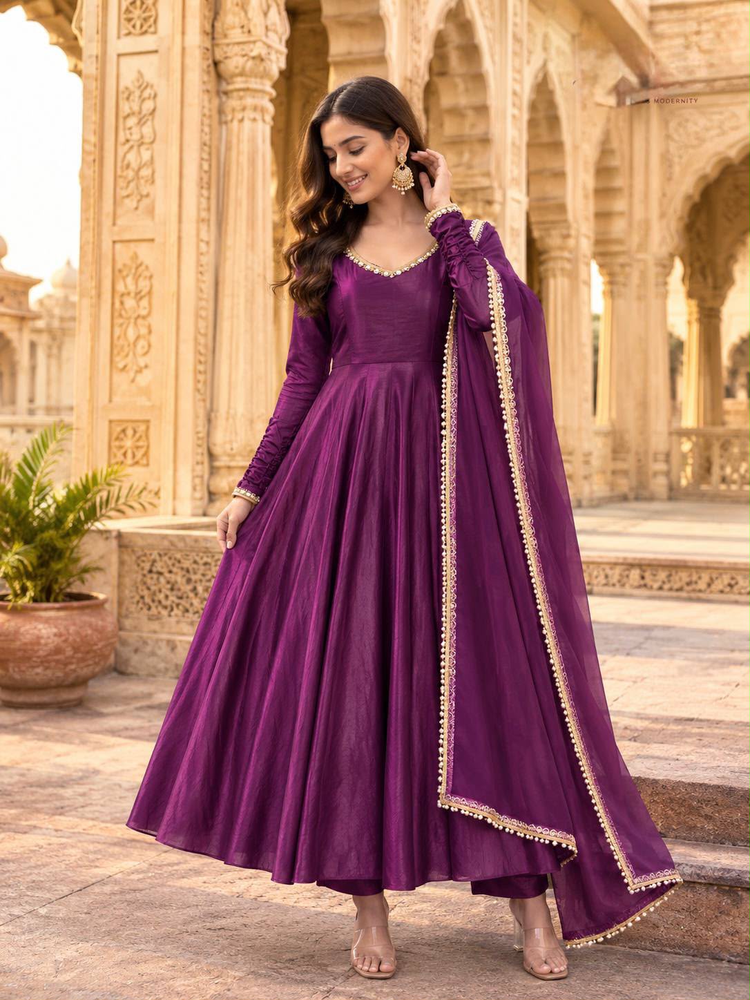ZB Party Wear Anarkali Style Kurti Bottom With Dupatta