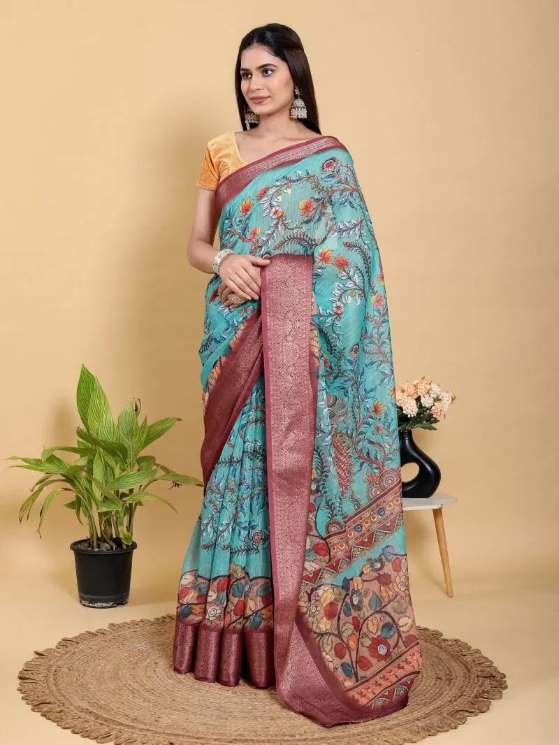 Scgt Gunjan E Jacquard Soft Linen Saree Collection