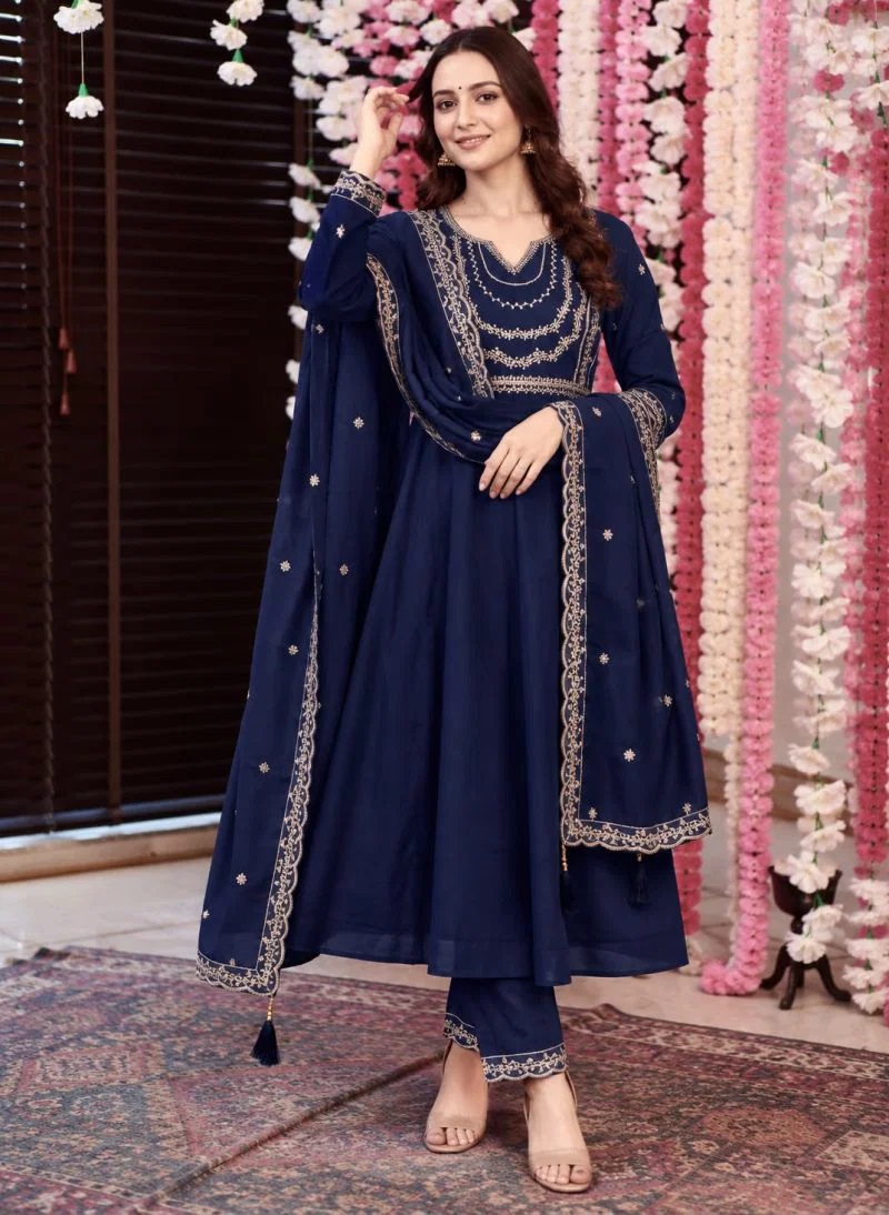Anaya Vol 1 Roman Silk Anarkali Kurti With Bottom Dupatta