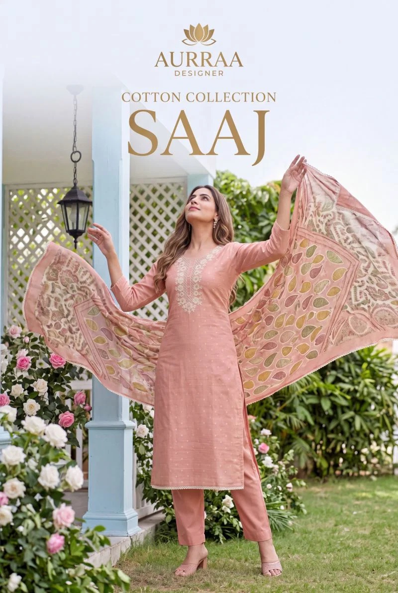 Aurraa Saaj Cotton Butti Designer Kurti Bottom With Dupatta