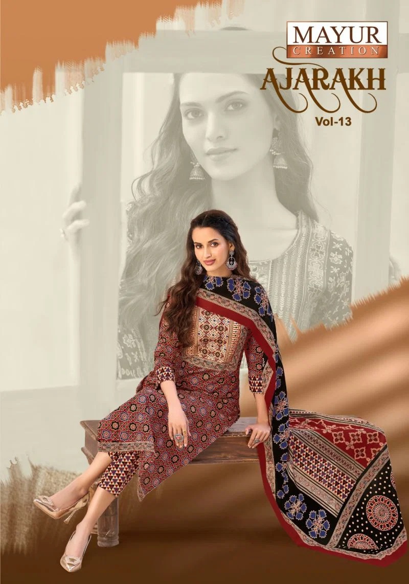 Mayur Ajarakh Vol 13 Pure Cotton Daily Wear Kurti Set With Dupatta