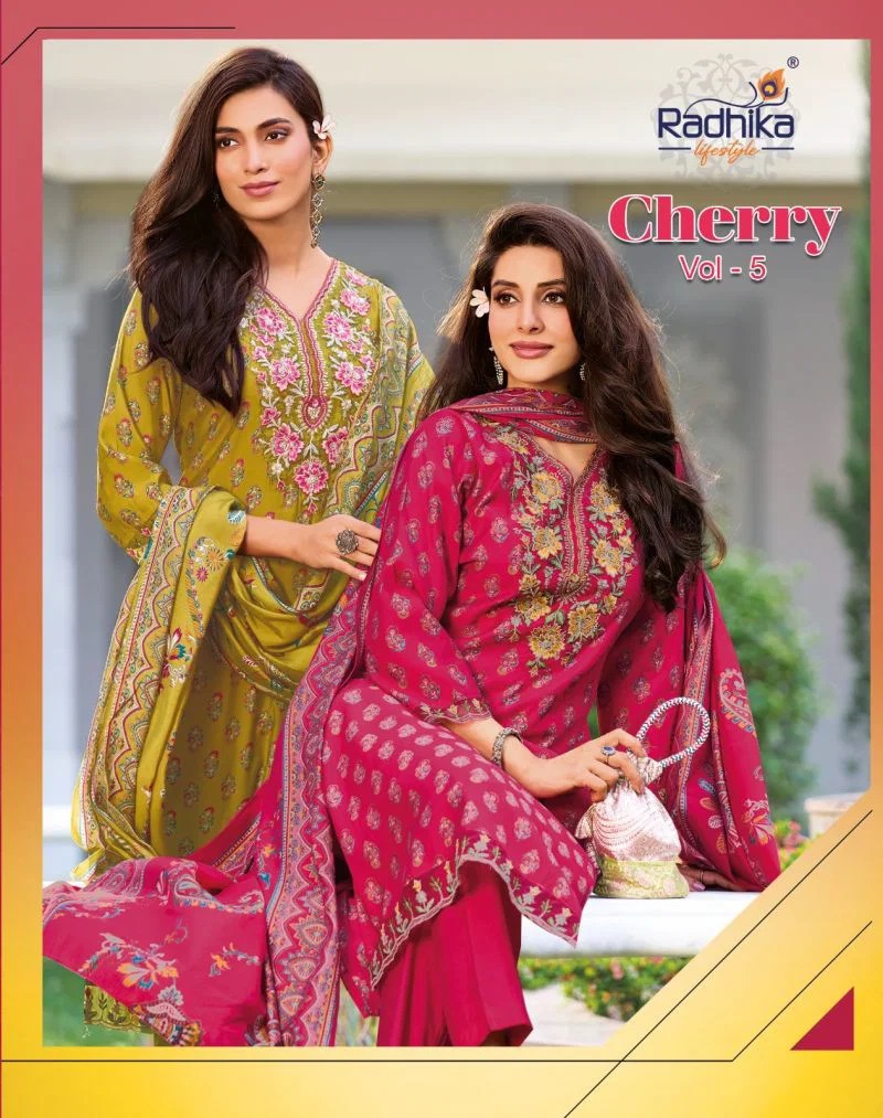 Radhika Cherry Vol 5 Model Discharge Printed Kurti With Bottom Dupatta