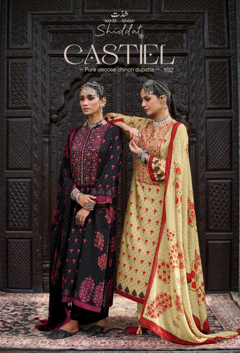 Shiddat Castiel 102 Pashmina Beads Work Salwar Kameez Collection