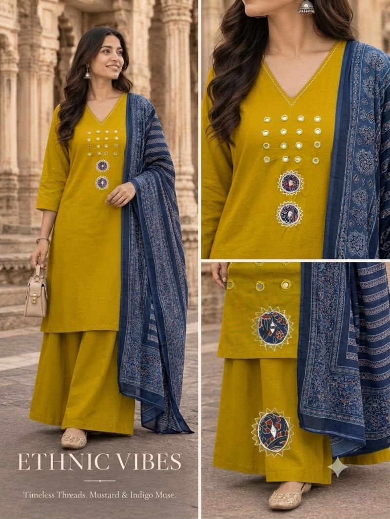 Tlc Vol 200 Dhabu Cotton Big Size Kurti Palazzo With Dupatta