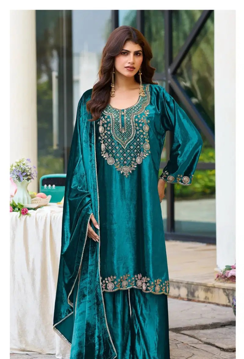 Deepsy D 3599 A To D Velvet Readymade Beads Work Salwar Kameez