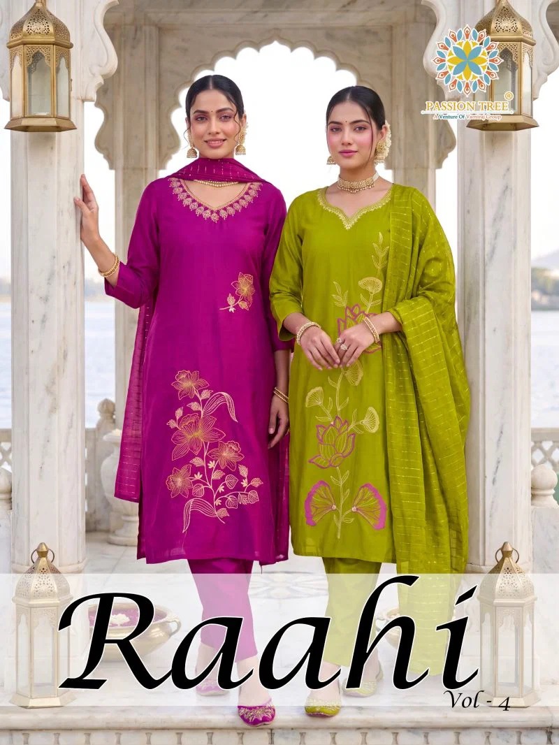 Passion Tree Raahi Vol 4 Embroidered Kurti With Bottom Dupatta