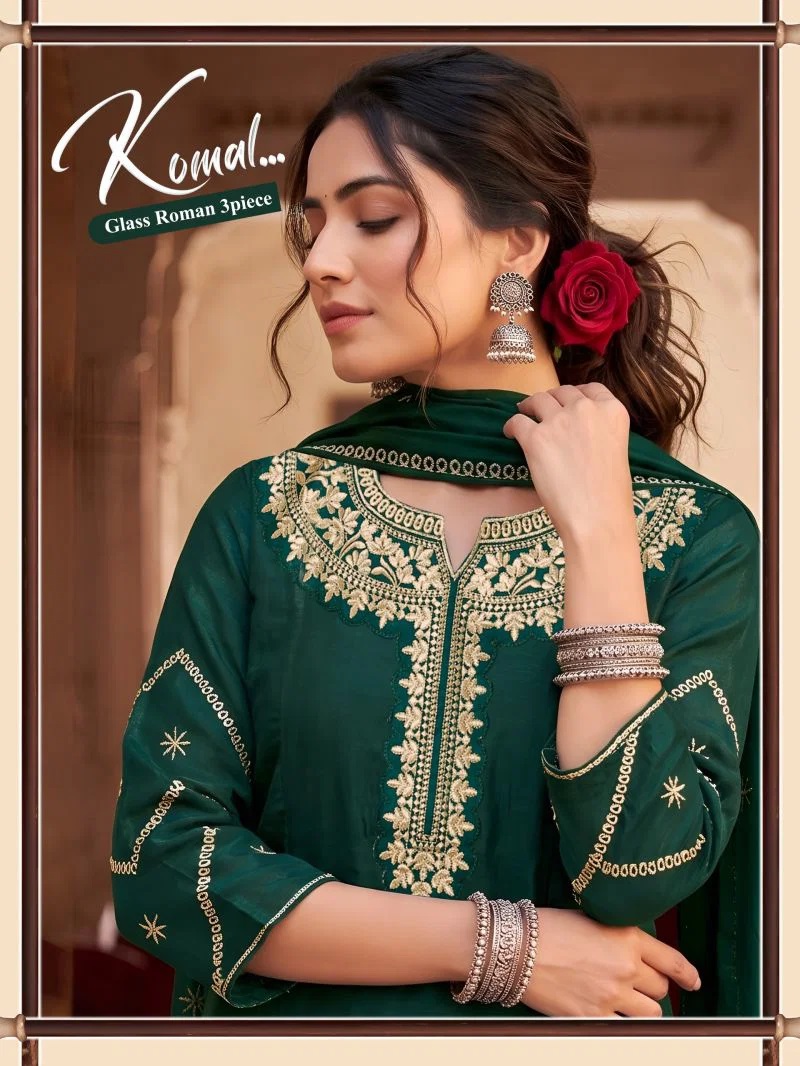Komal Vol 2 Roman Embroidered Kurti Set With Dupatta