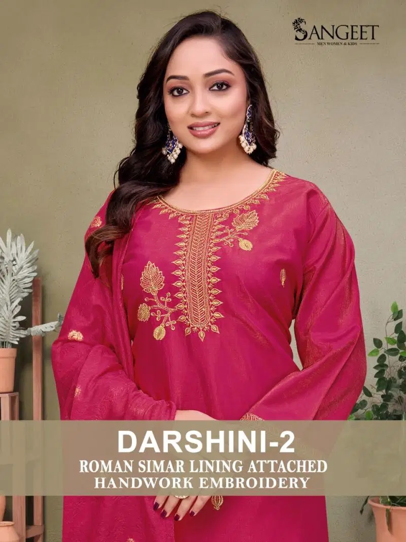 Sangeet Darshini Vol 2 Roman Simar Hand Work Kurti With Bottom Dupatta