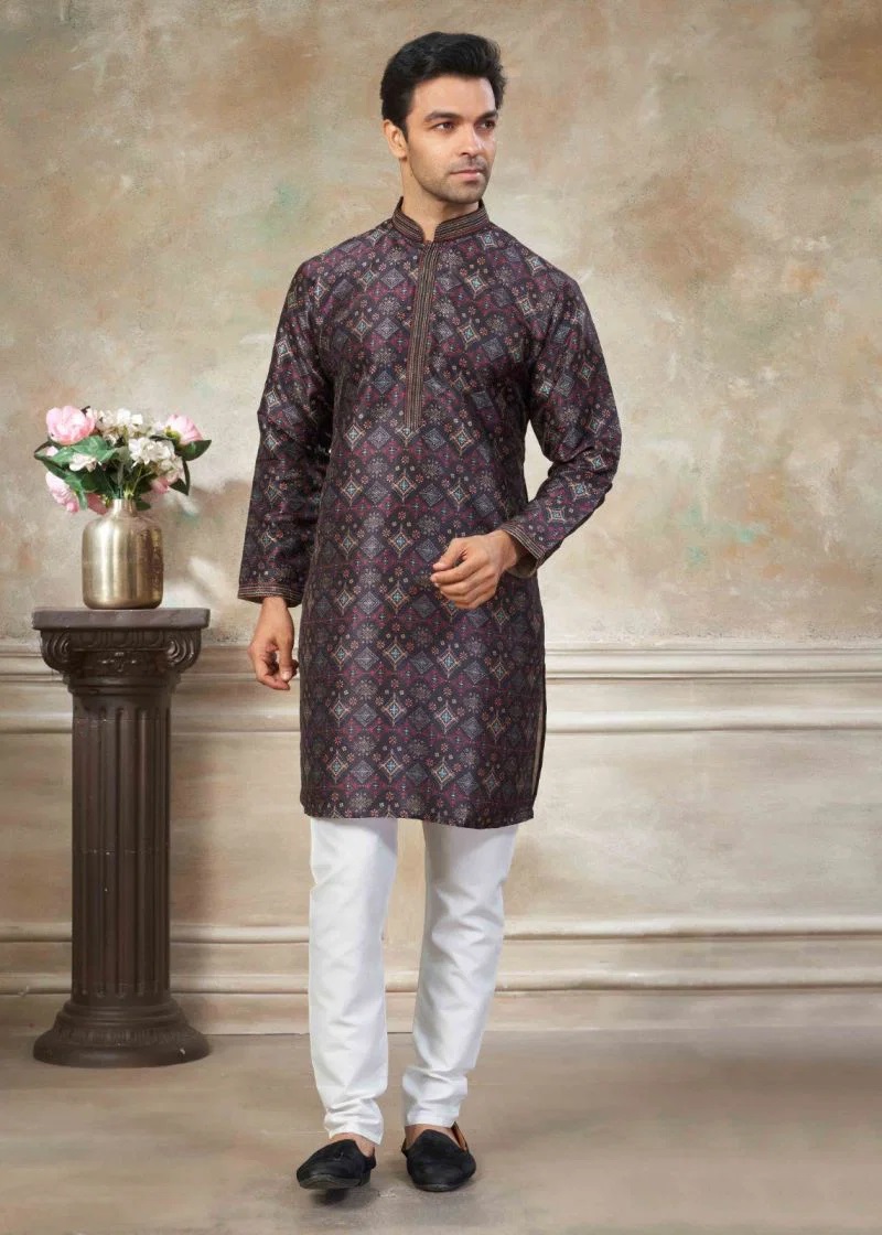 Outluk Wedding 41 Silk Pintex Work Kurta And Pajama Mens Collection