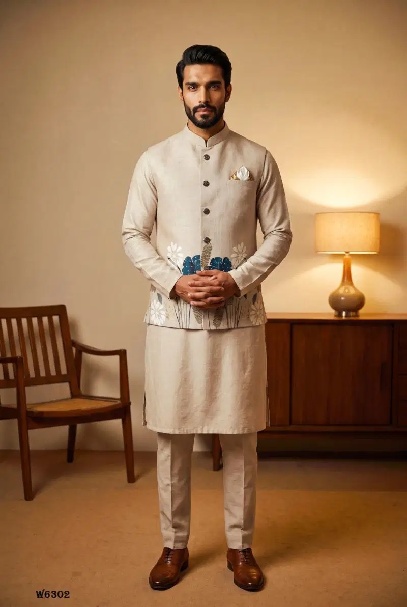 Outluk Wedding 63 Linen Printed Designer Jacket Mens Collection