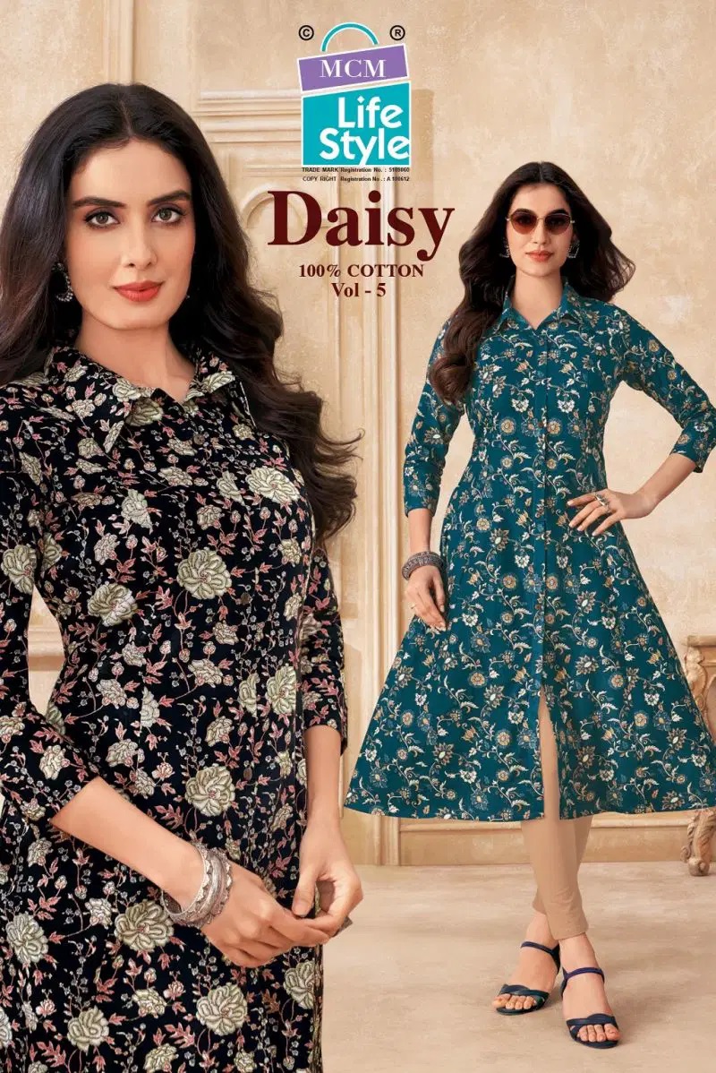 Mcm Daisy Vol 5 Cotton A Line Printed Kurti Collection