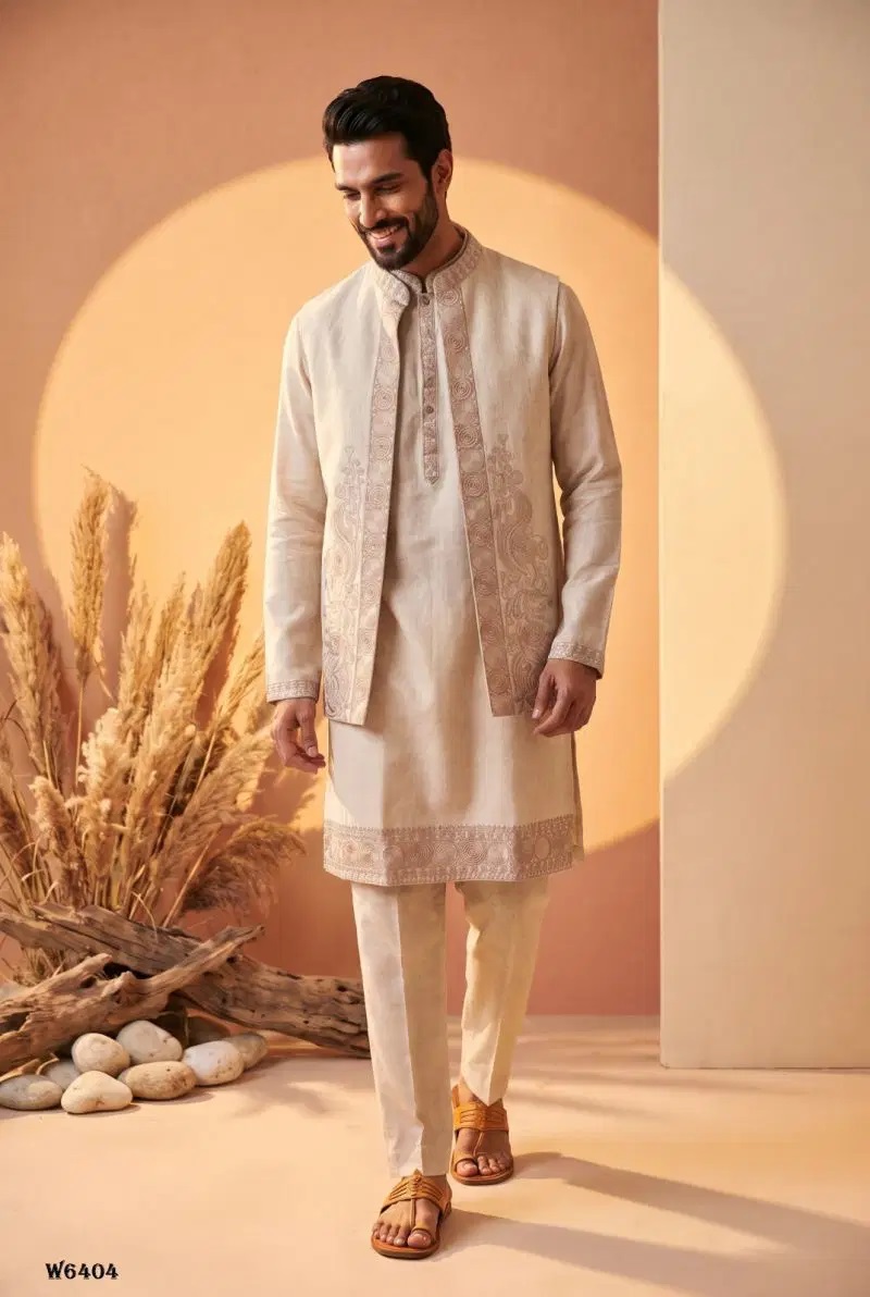 Outluk Wedding 64 Wedding Mens Kurta With Jacket Pajama