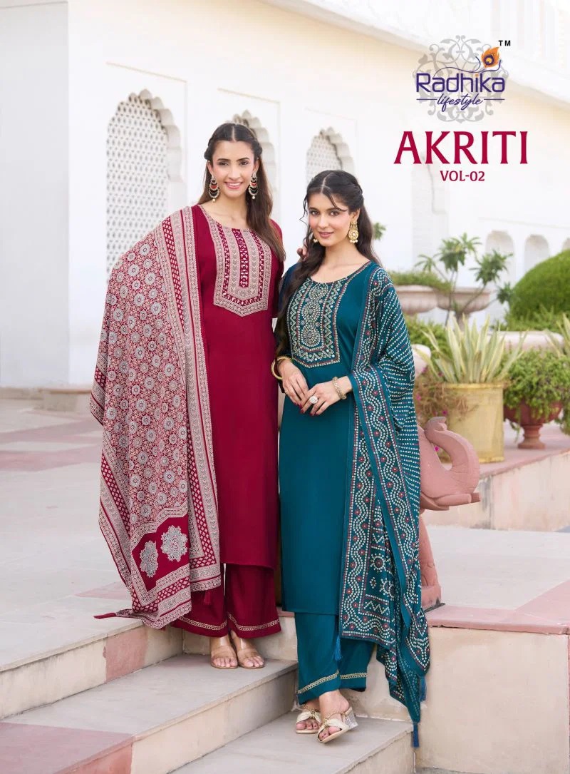 Radhika Akriti Vol 2 Hand Work Kurti With Bottom Dupatta