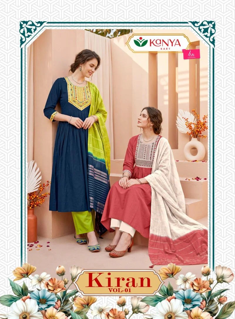Kanya Kiran Vol 1 Vertican Umbrella Cut Kurti Set With Dupatta