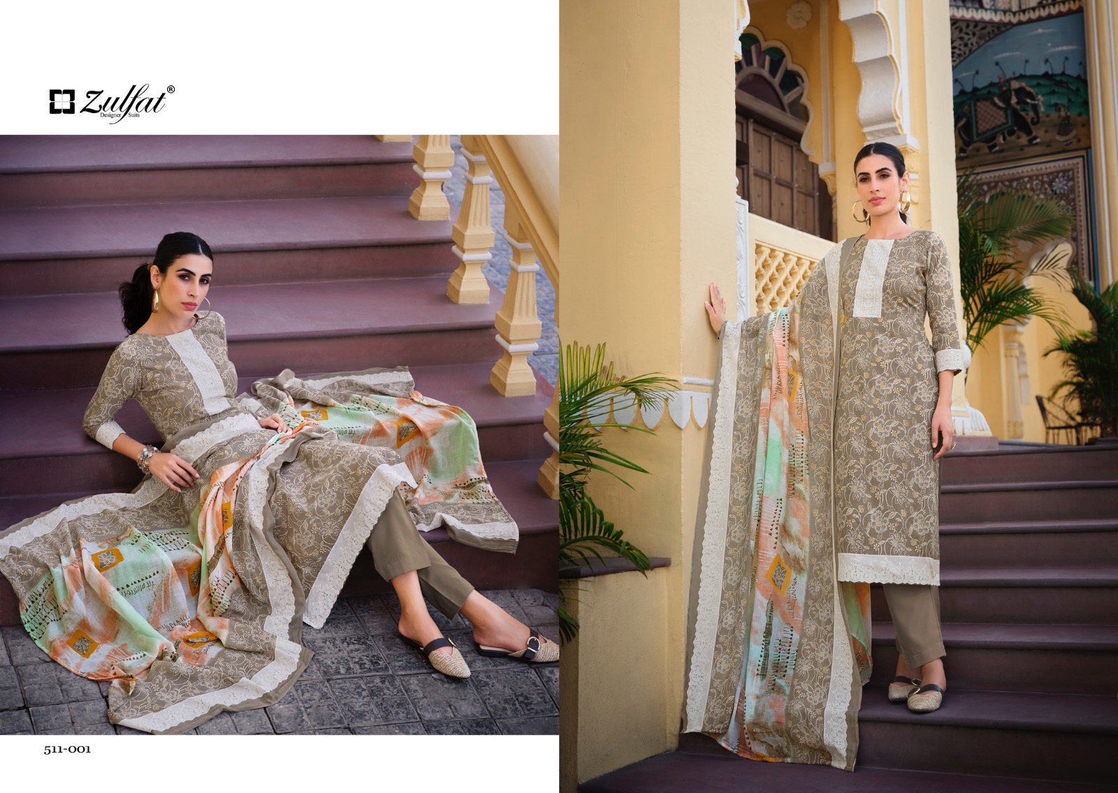 Zulfat Biba Readymade Cotton Designer Suit Collection