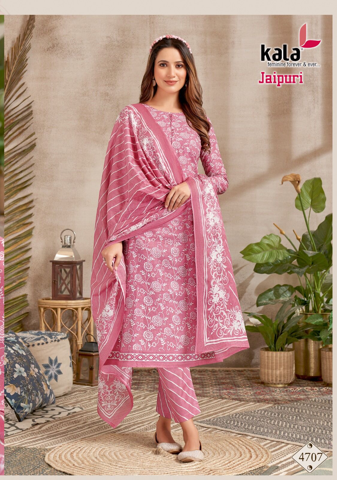 Light Lavender Jaipuri Print Cotton Kurta Pant Set (pack of 2) – Kaajh