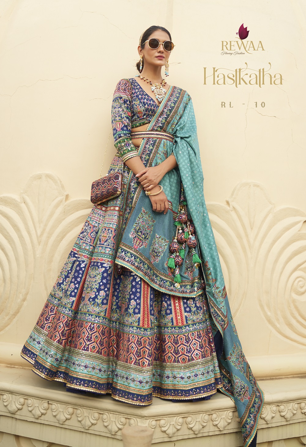 Exquisite Blue Blossom Designer Party Lehenga Choli