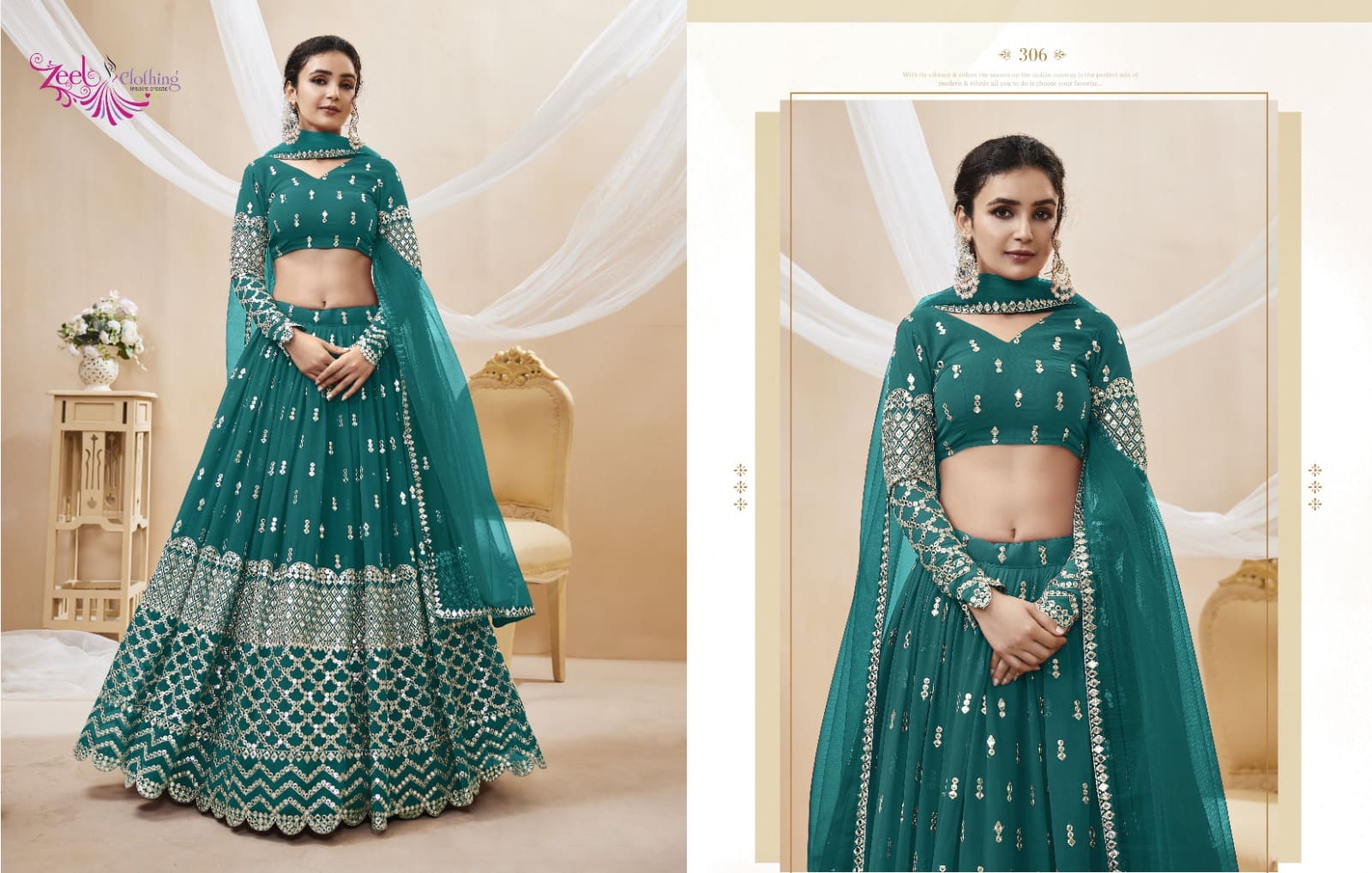 New designer bollywood style heavy chine work lehenga choli-Shoplance –  ShopLance