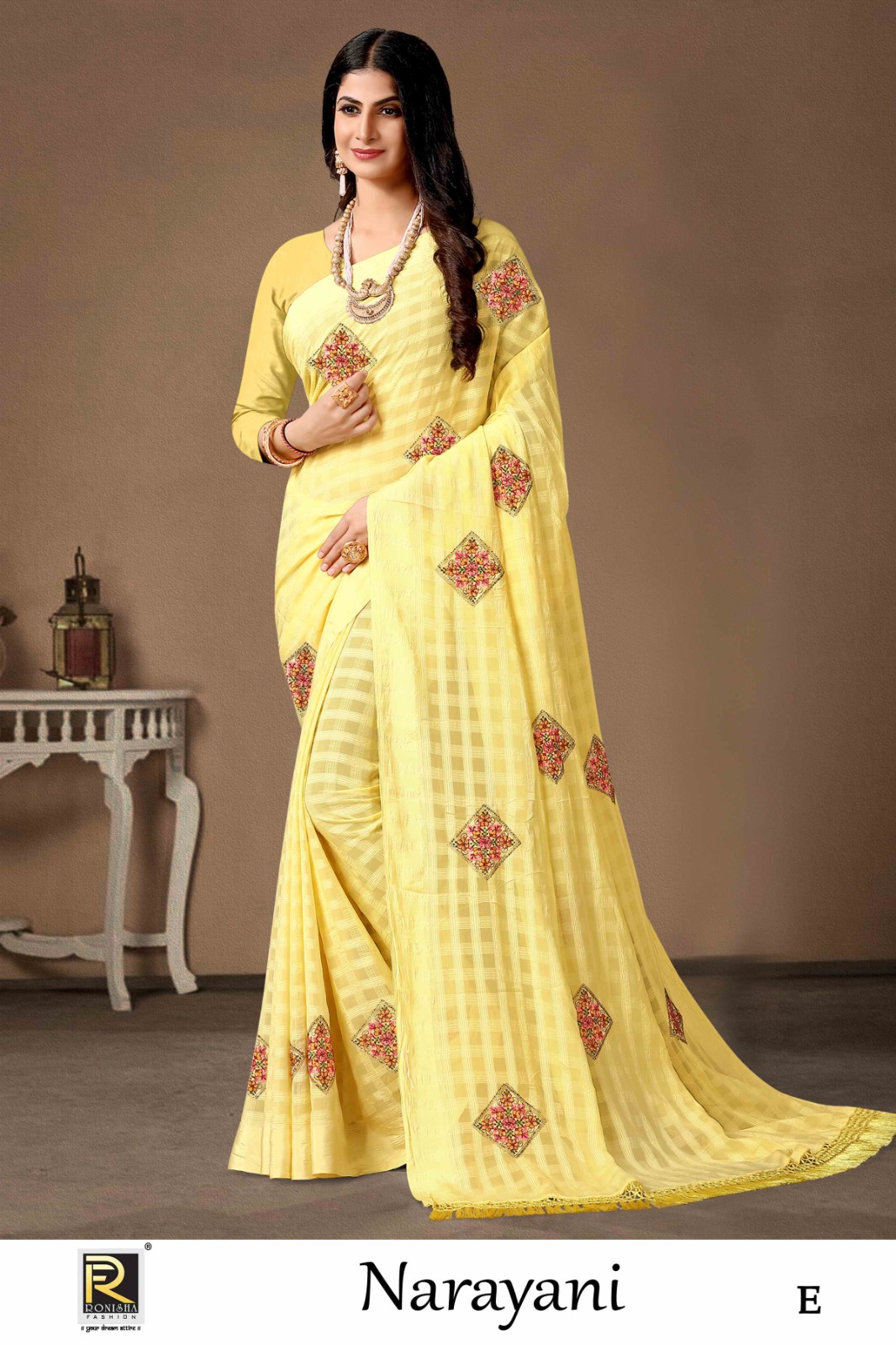 Buy Yellow Georgette Banarasi Sari Online in USA| Embroidered Border – Pure  Elegance