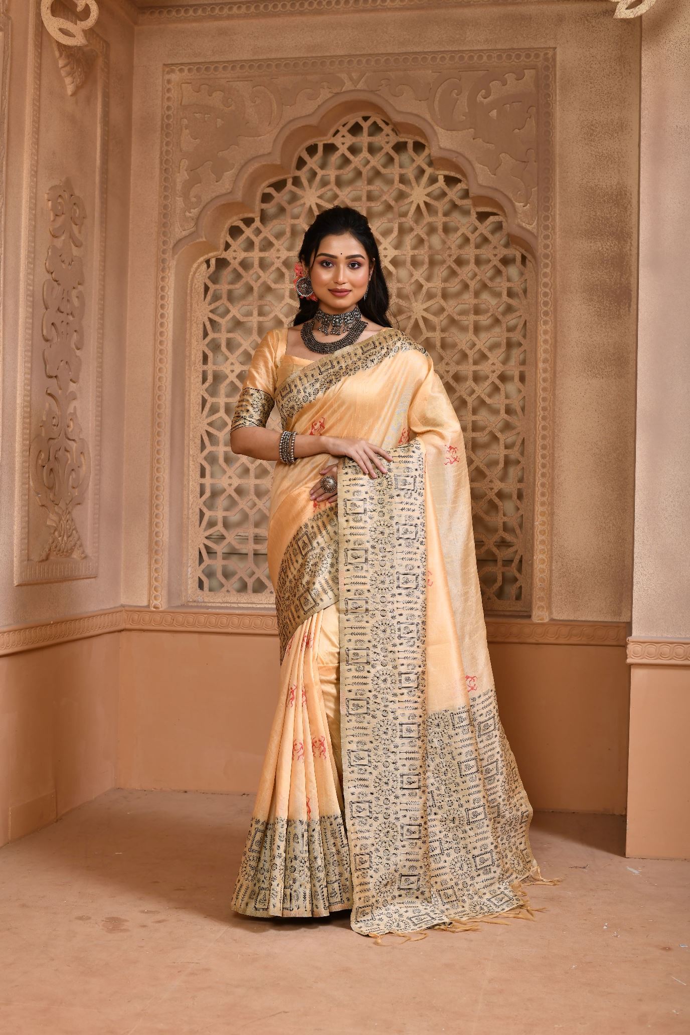 Golden Zari Embroidered Silk Wedding Saree Latest 3093SR06