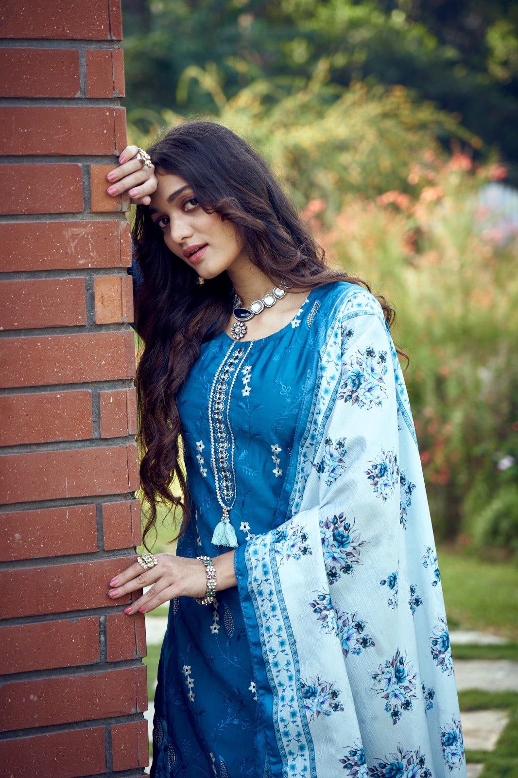 Vitara Roopam Heavy Roman Silk Embroidery Kurti Pant With Dupatta ...