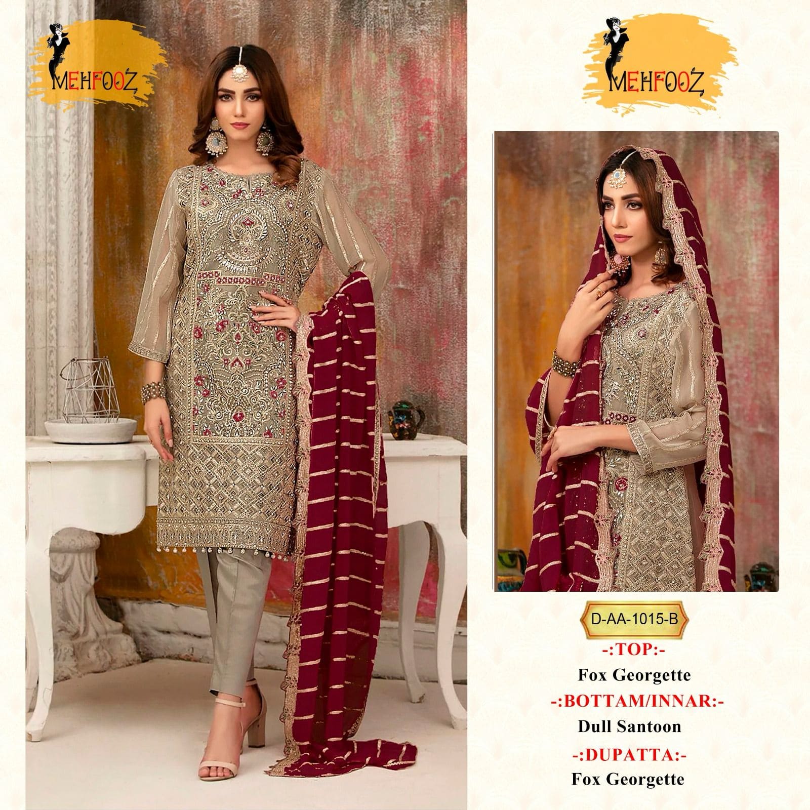 Mehfooz Aa 1015 Faux Gergette Designer Pakistani Salwar Suits Collection