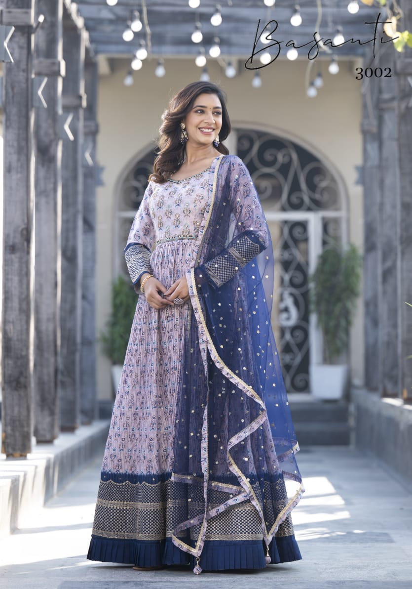 Basanti Vol 03 New Designer Gown With Dupatta Collection
