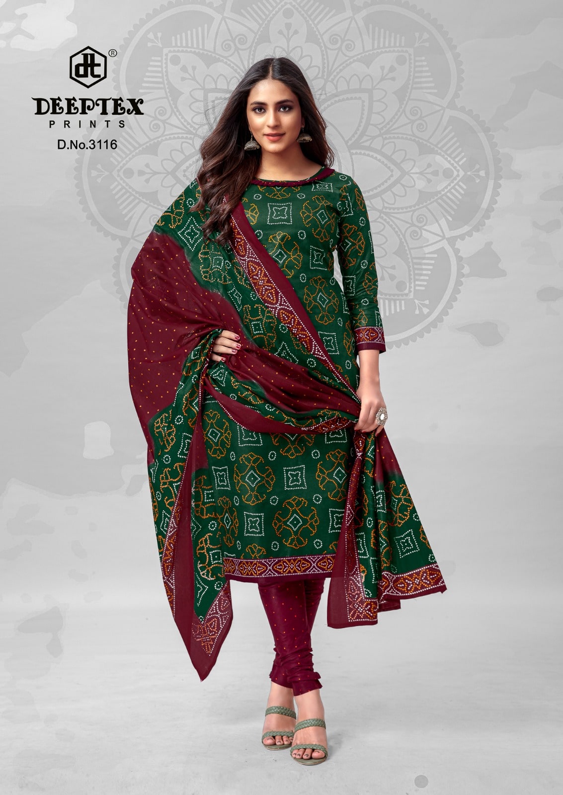 strapless open back dress Red Bandhani Print Slit Dress – DesiVidesi main image 1