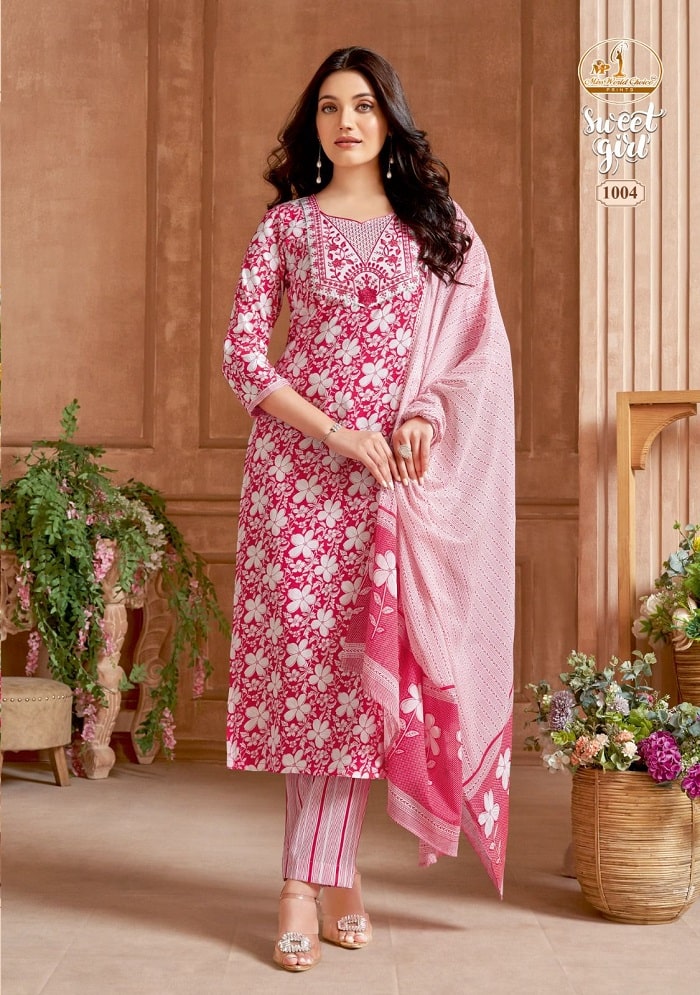 Miss World Sweet Girl Vol 1 Heavy Cotton Printed Dress Material