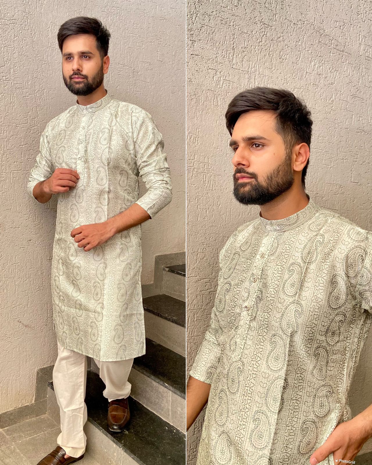 sachin and babi light blue dress This Couple Chose Coordinated Outfits For Their Engagement From Manyavar  And Mohey main image 1
