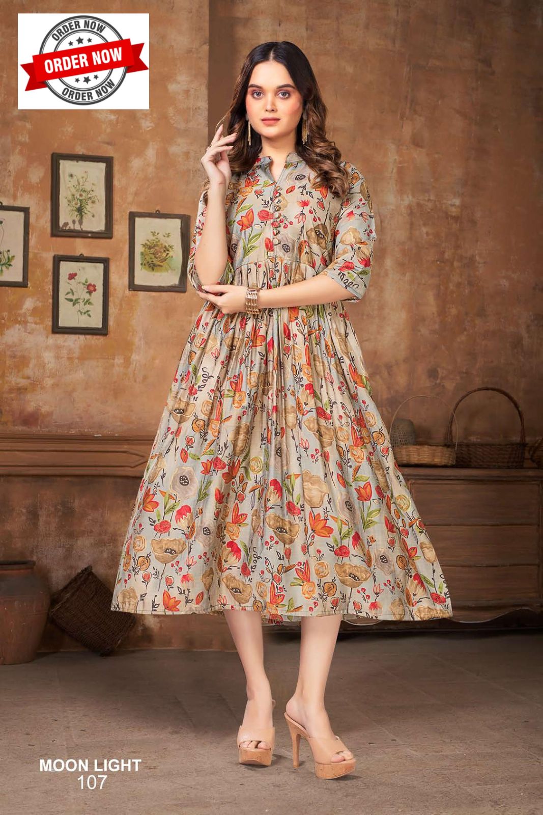 Beauty Queen Moonlight Vol 1 Fancy Printed Flaired Kurti Best Price