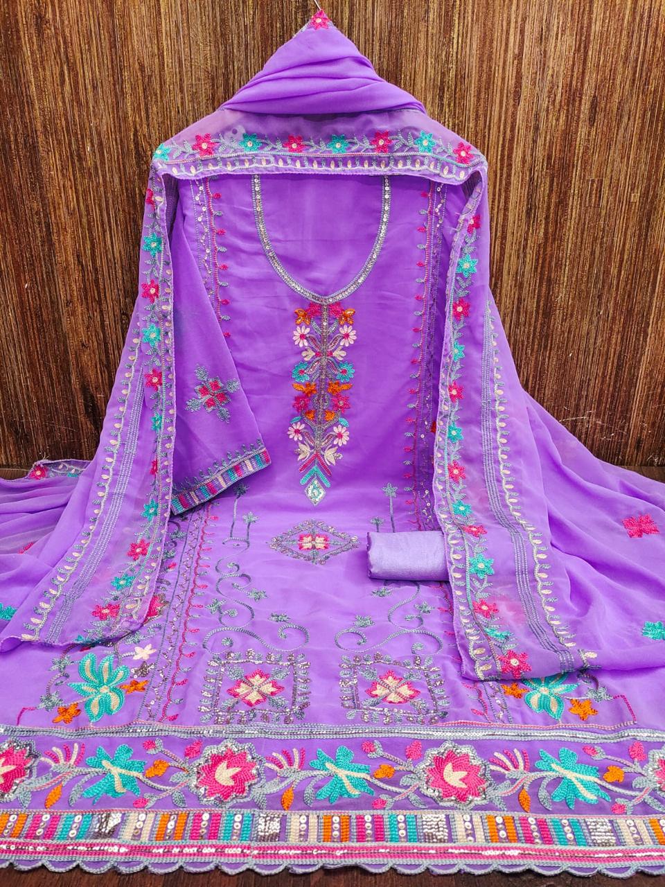 Gng 50079 Georgette Embroidered Dress Material Collection