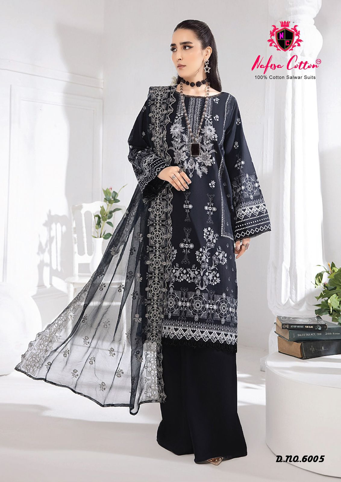 Nafisa Black And White Vol 6 Karachi Cotton Pakistani Dress Material
