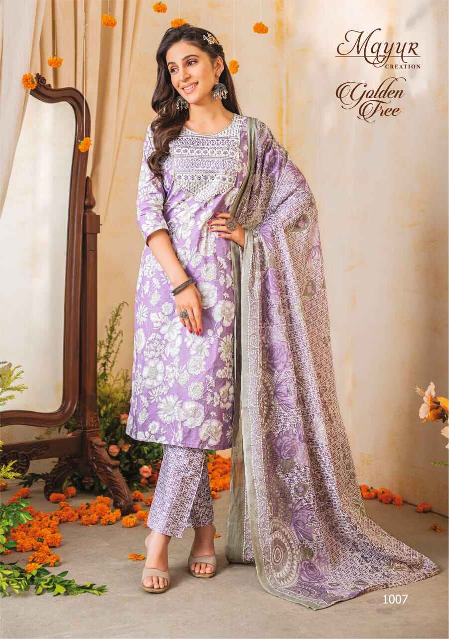 Mayur Golden Tree Vol 1 Cotton Kurti Bottom With Dupatta