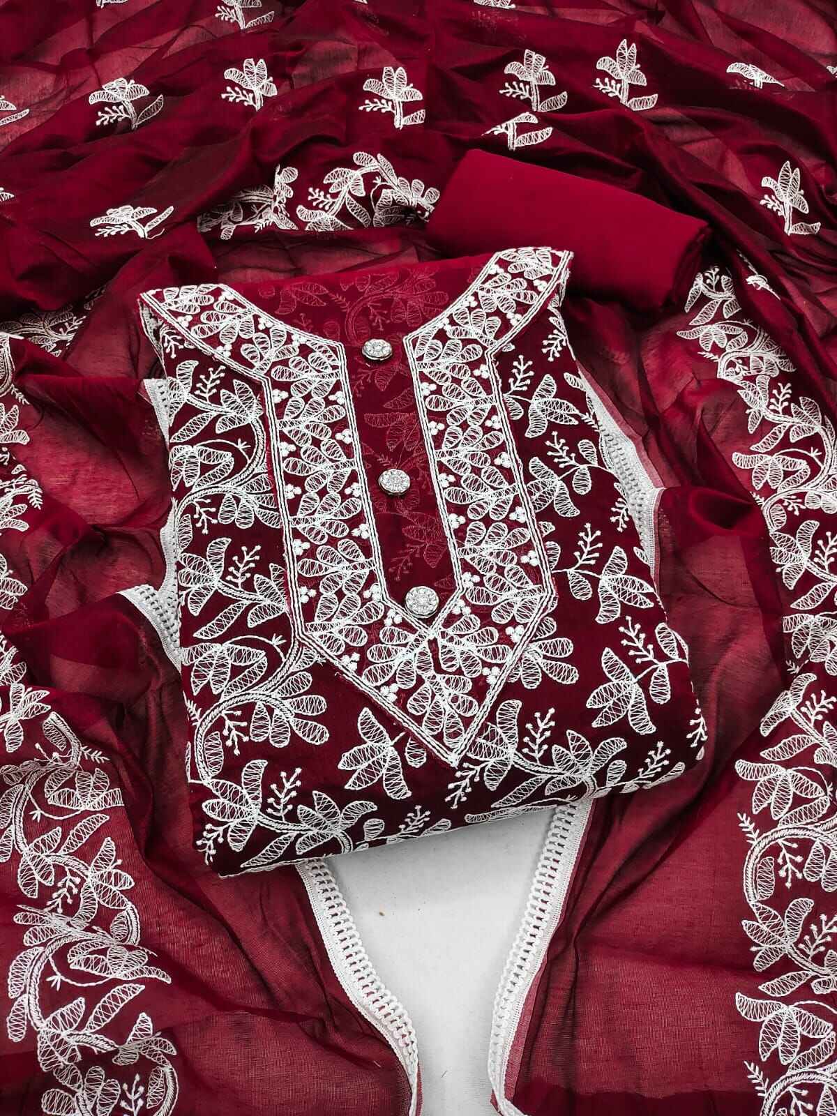 White House 1 Embroidered Dress Material Collection