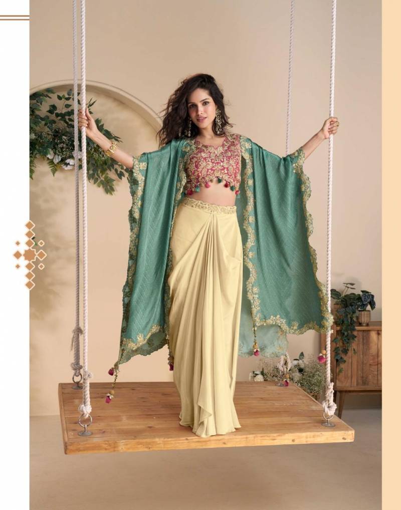 Sayuri Wonaya Chinon Silk Wedding Designer Indo Western Dress