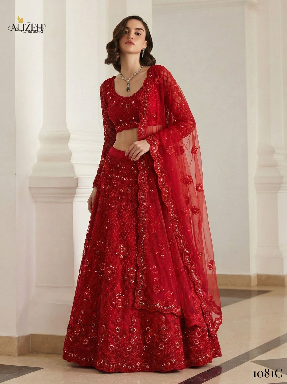 Alizeh Bridal Heritage Colours 1081 Heavy Work Wedding Designer Lehenga Choli