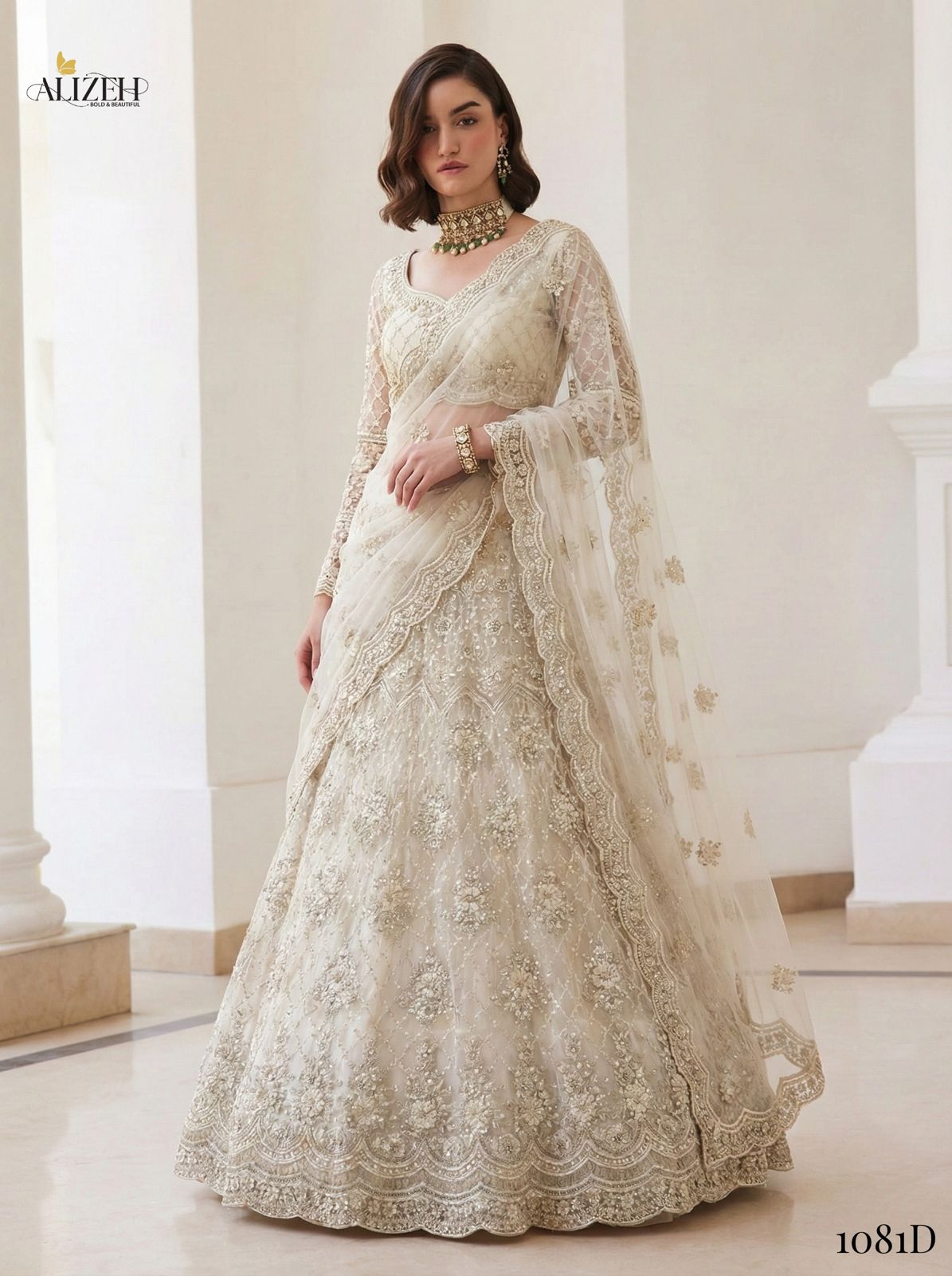 Alizeh Bridal Heritage Colours 1081 Heavy Work Wedding Designer Lehenga Choli