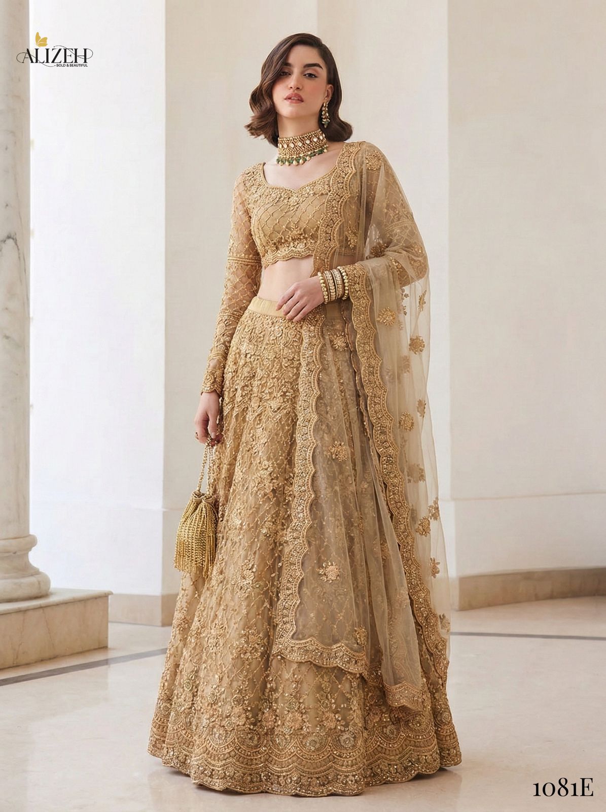 Alizeh Bridal Heritage Colours 1081 Heavy Work Wedding Designer Lehenga Choli