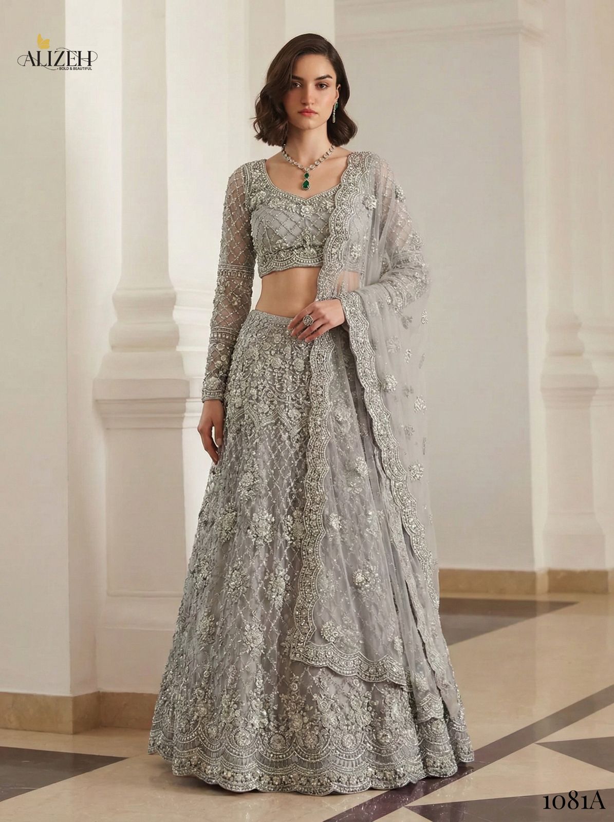 Alizeh Bridal Heritage Colours 1081 Heavy Work Wedding Designer Lehenga Choli