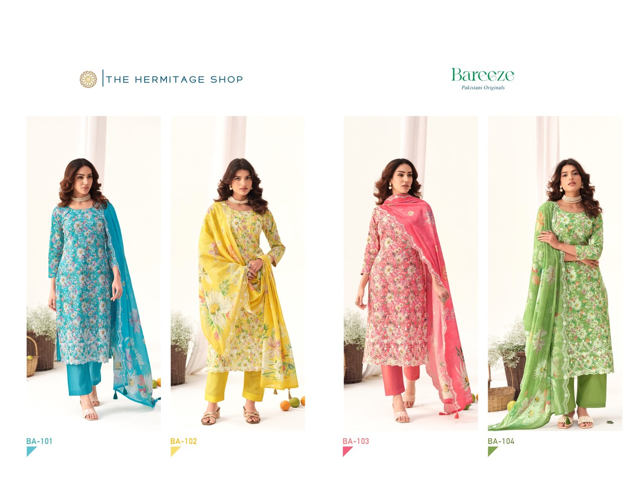 Hermitage Bareeze Lawn Cotton Designer Dress Material