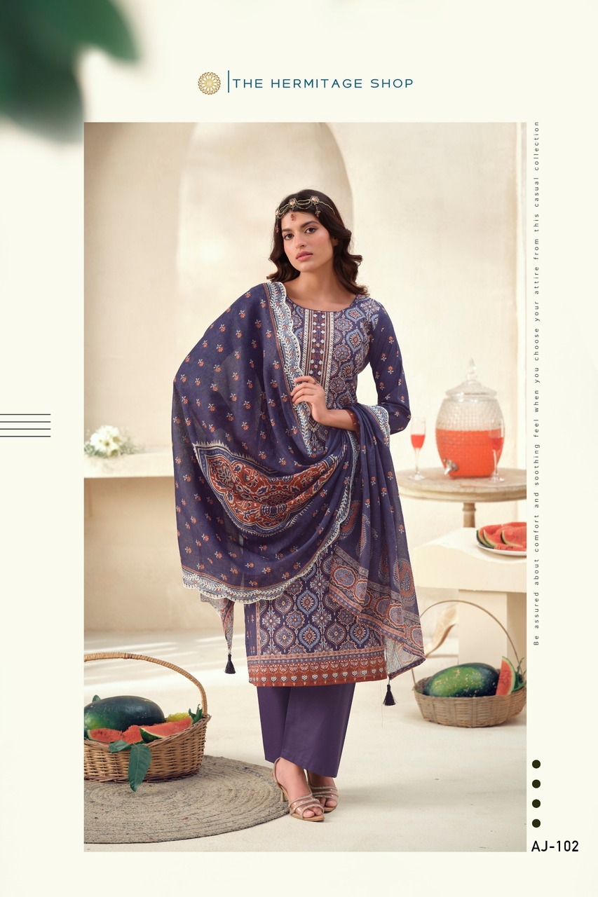 Hermitage Ajrakh Vol 1 Lawn Cotton Ajrakh Prints Dress Material