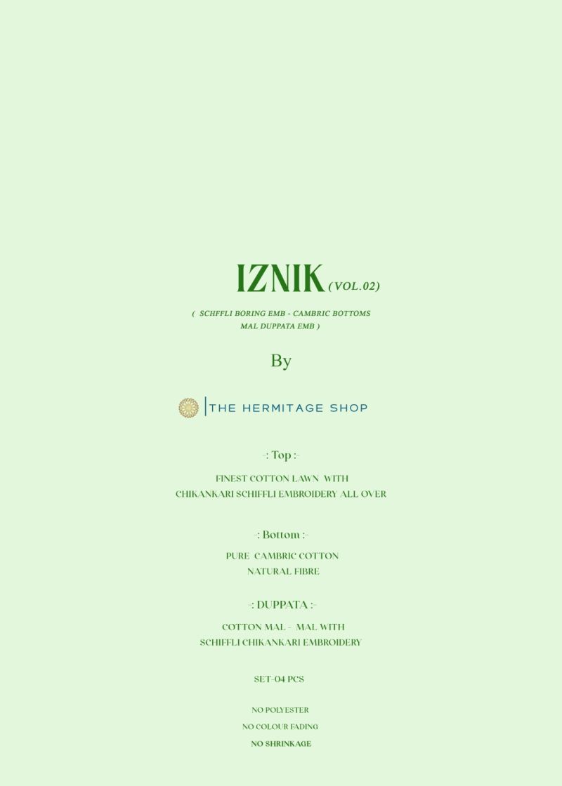 Hermitage Iznik Vol 2 Lawn Cotton Designer Dress Material