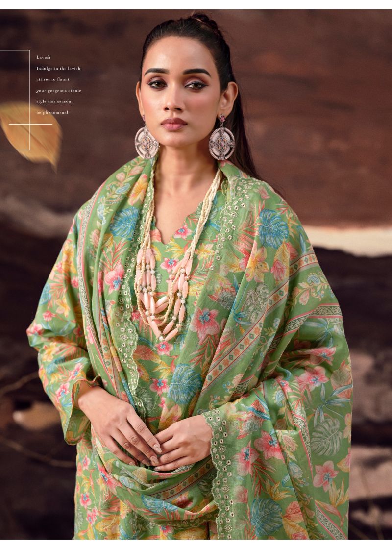 Hermitage Petals In Mal Lawn Cotton Embroidered Dress Material
