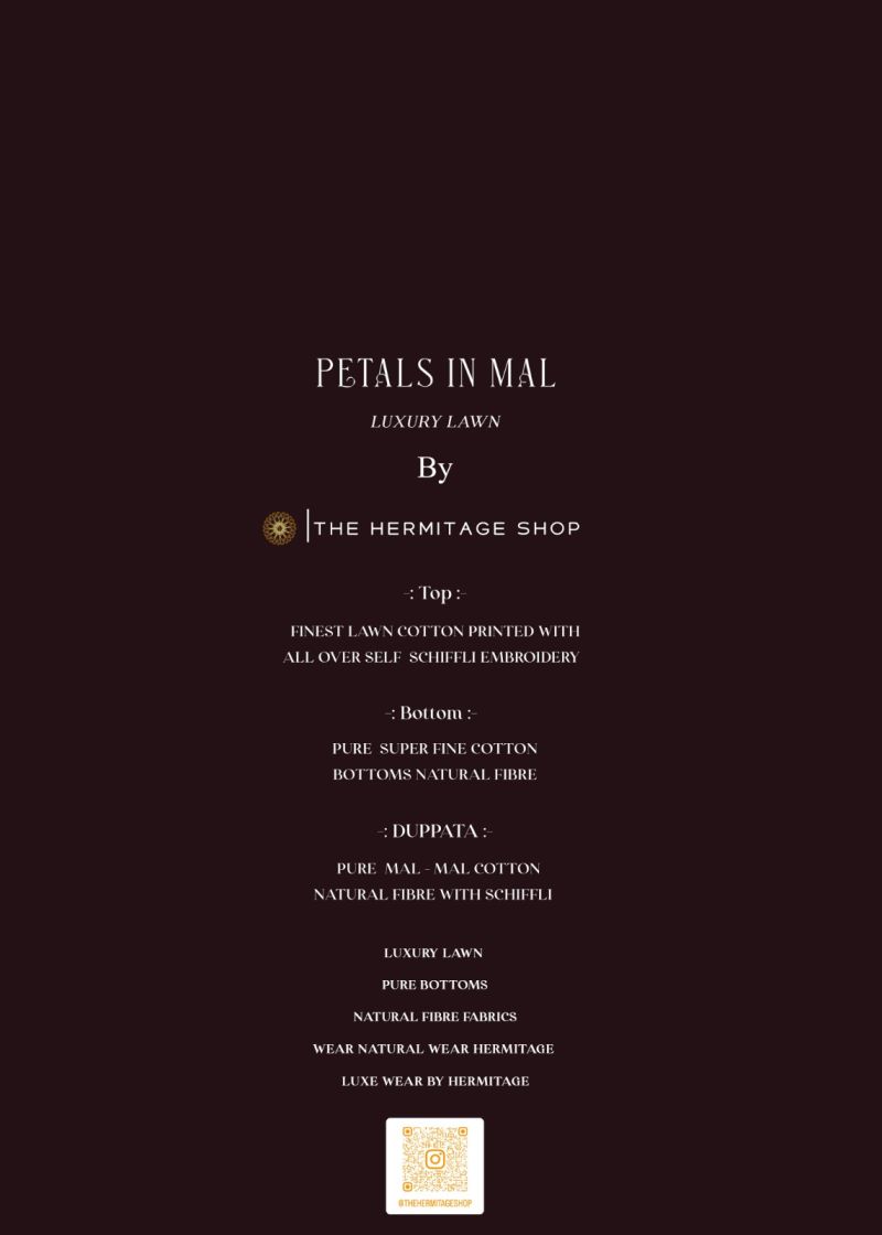 Hermitage Petals In Mal Lawn Cotton Embroidered Dress Material