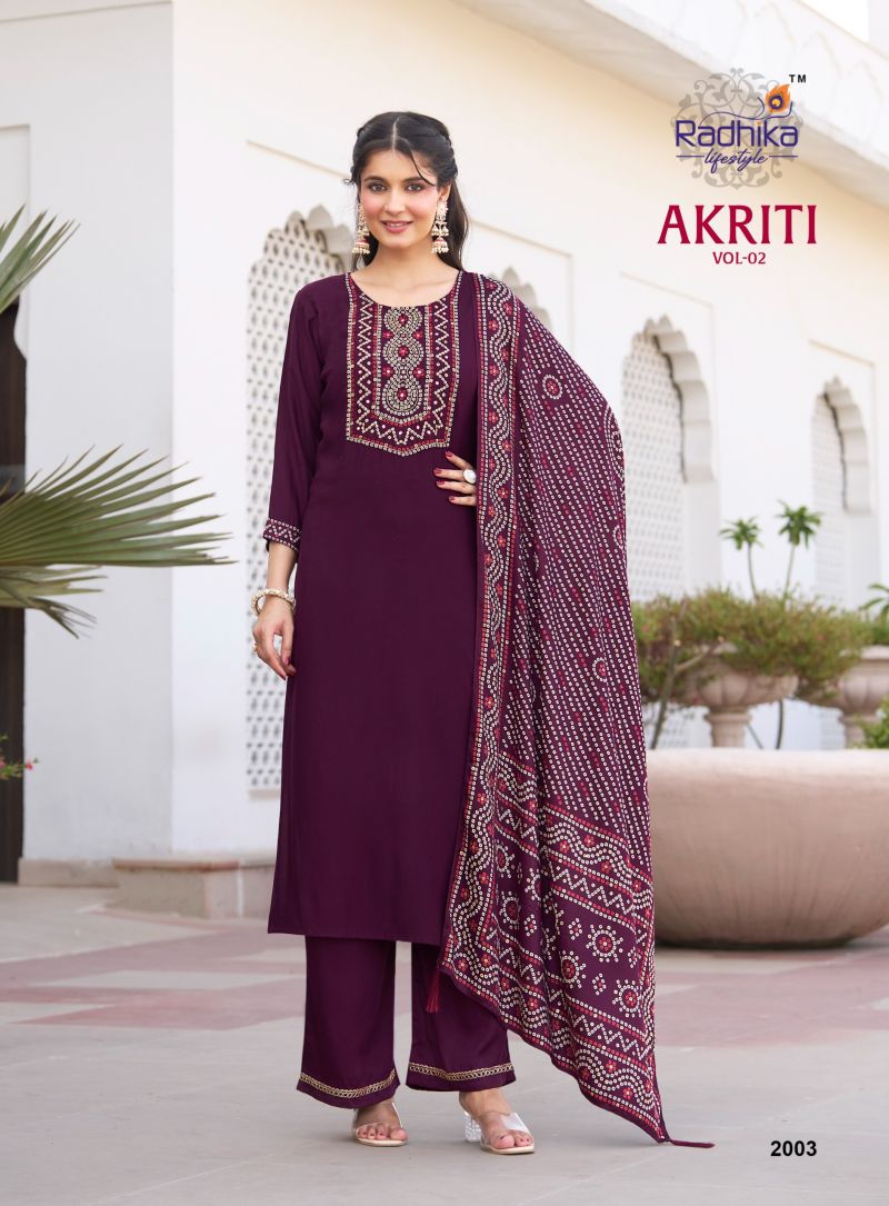 Radhika Akriti Vol 2 Hand Work Kurti With Bottom Dupatta
